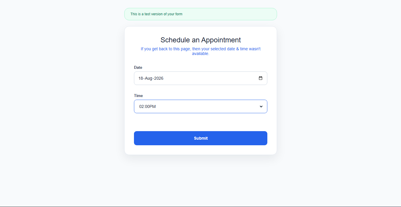 Appointment request sent confirmation screen
